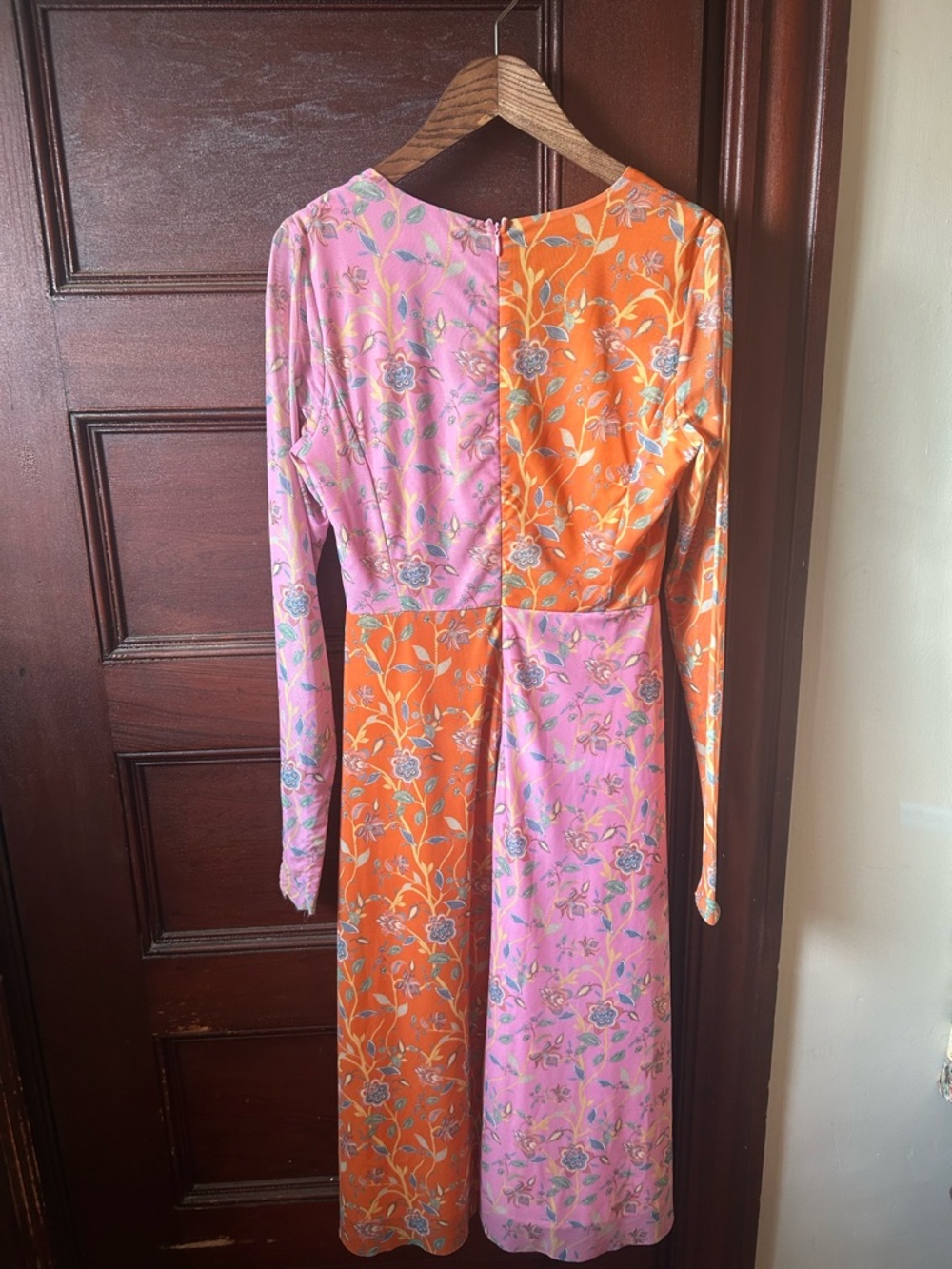 Anthropologie x Rachel Antonoff Olivia Dress - Two-Tone Floral Midi Pink&Orange - Picture 4 of 10